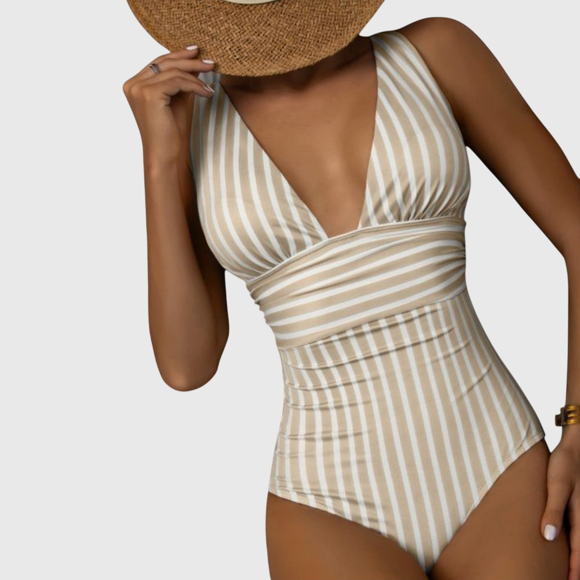 Strój Kąpielowy Jednoczęściowy | Monokini Paski-Women Swimsuit-Polizatto
