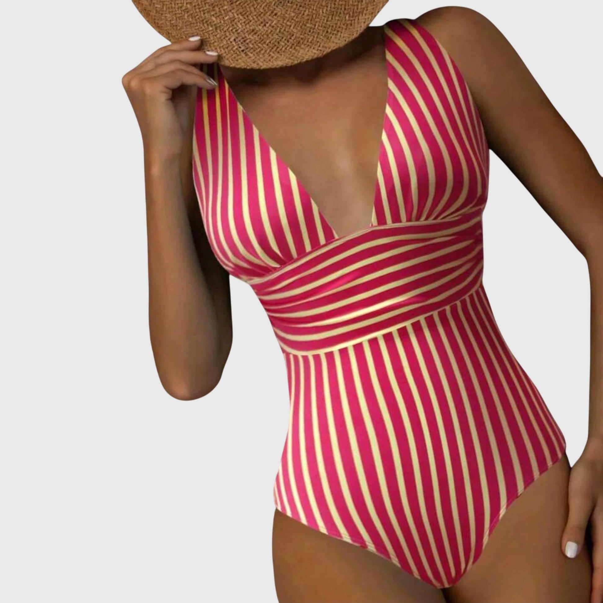 Strój Kąpielowy Jednoczęściowy | Monokini Paski-Women Swimsuit-Polizatto