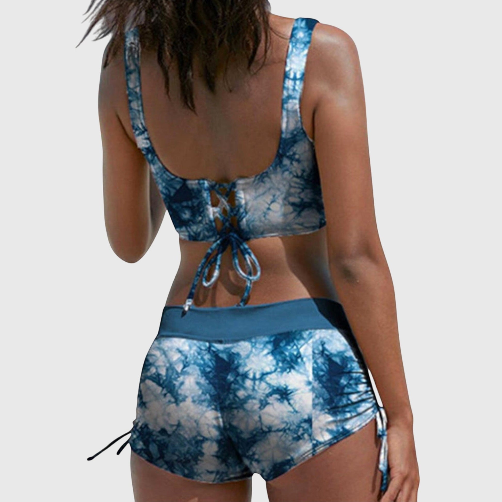 Bikini Z Szortami | Strój Kąpielowy Dwuczęściowy Wzór Moro-Women Swimsuit-Polizatto