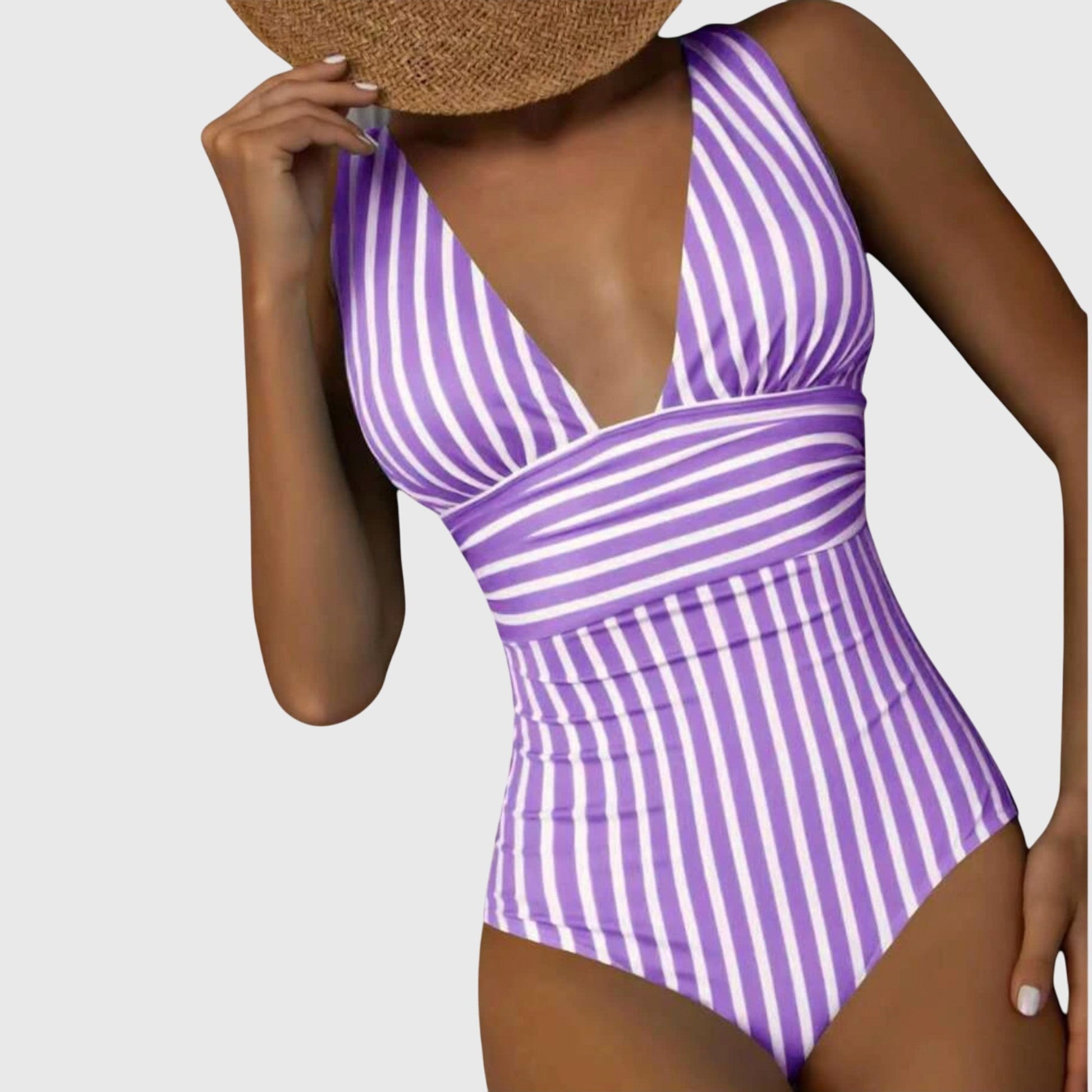Strój Kąpielowy Jednoczęściowy | Monokini Paski-Women Swimsuit-Polizatto