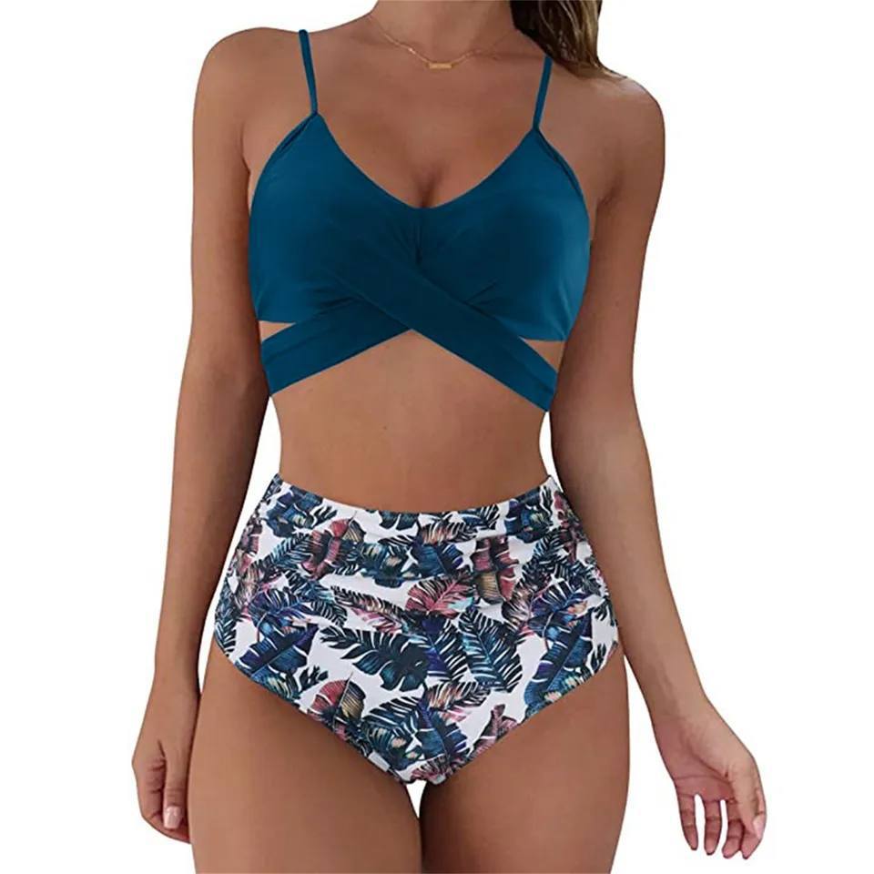 Bikini Z Wysokim Stanem | Strój Kąpielowy Dwuczęściowy Krzyżowany-Women Swimsuit-Polizatto