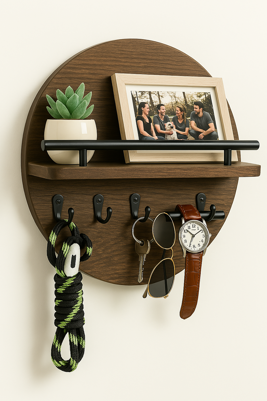 Półka Ścienna | Półka Na Klucze Z Haczykami-Wall Shelf-Polizatto