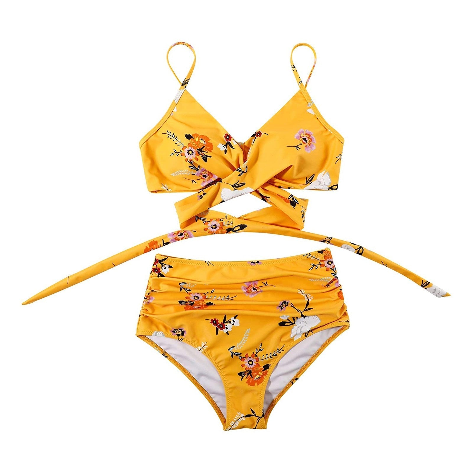 Bikini Z Wysokim Stanem | Strój Kąpielowy Dwuczęściowy Krzyżowany-Women Swimsuit-Polizatto