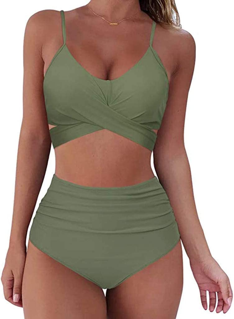 Bikini Z Wysokim Stanem | Strój Kąpielowy Dwuczęściowy Krzyżowany-Women Swimsuit-Polizatto