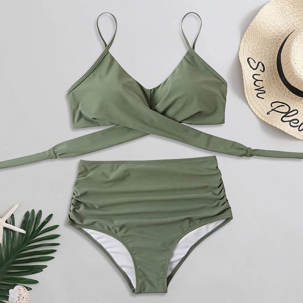 Bikini Z Wysokim Stanem | Strój Kąpielowy Dwuczęściowy Krzyżowany-Women Swimsuit-Polizatto