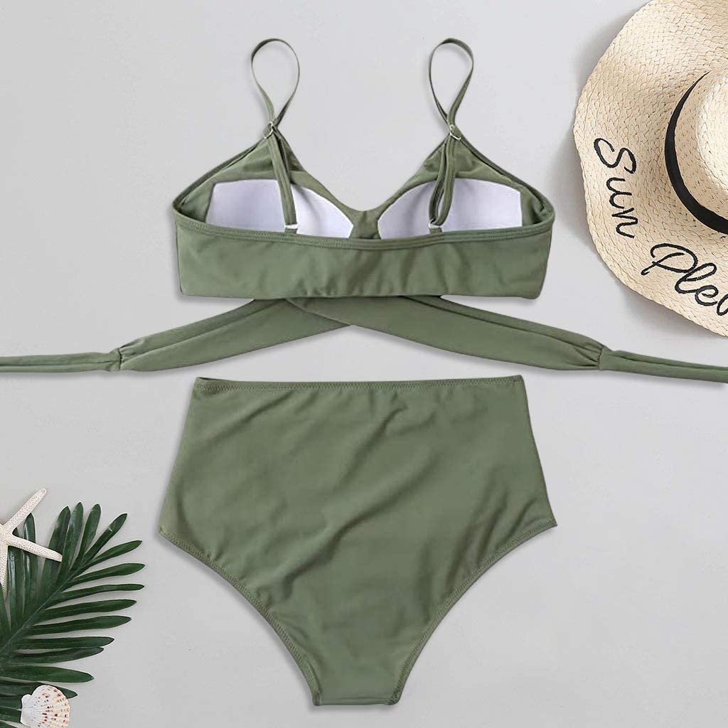 Bikini Z Wysokim Stanem | Strój Kąpielowy Dwuczęściowy Krzyżowany-Women Swimsuit-Polizatto