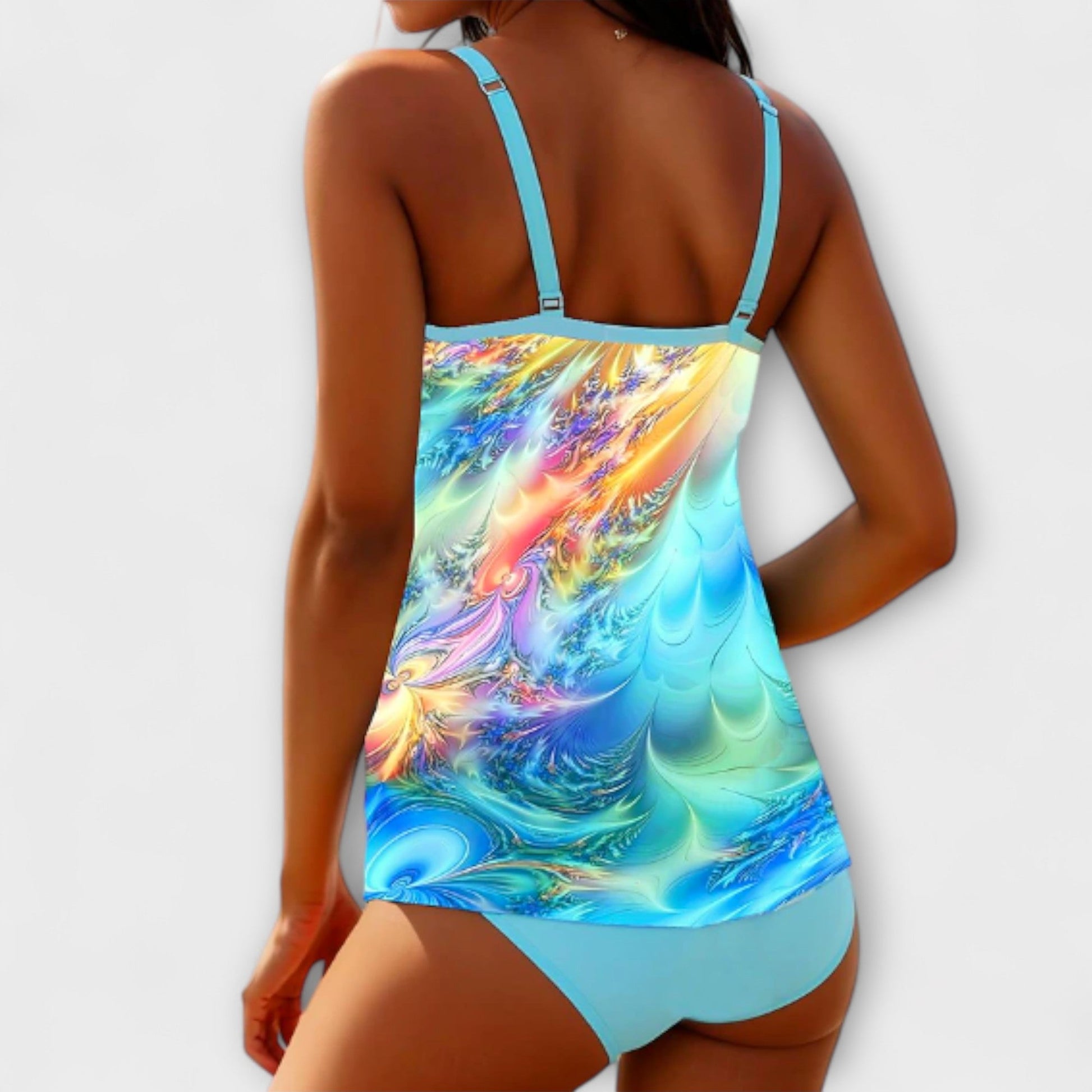 Bikini Z Wysokim Stanem | Tankini Wzorzyste-Women Swimsuit-Polizatto