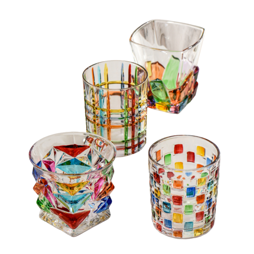 Kolorowe Szklanki Do Napojów | Zestaw Szklanek Whisky-Tumbler-Polizatto