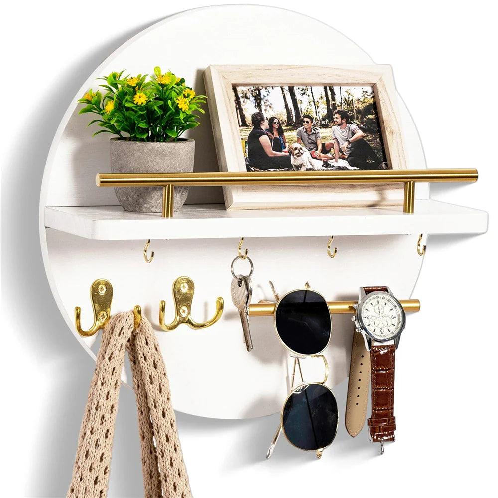 Półka Ścienna | Półka Na Klucze Z Haczykami-Wall Shelf-Polizatto