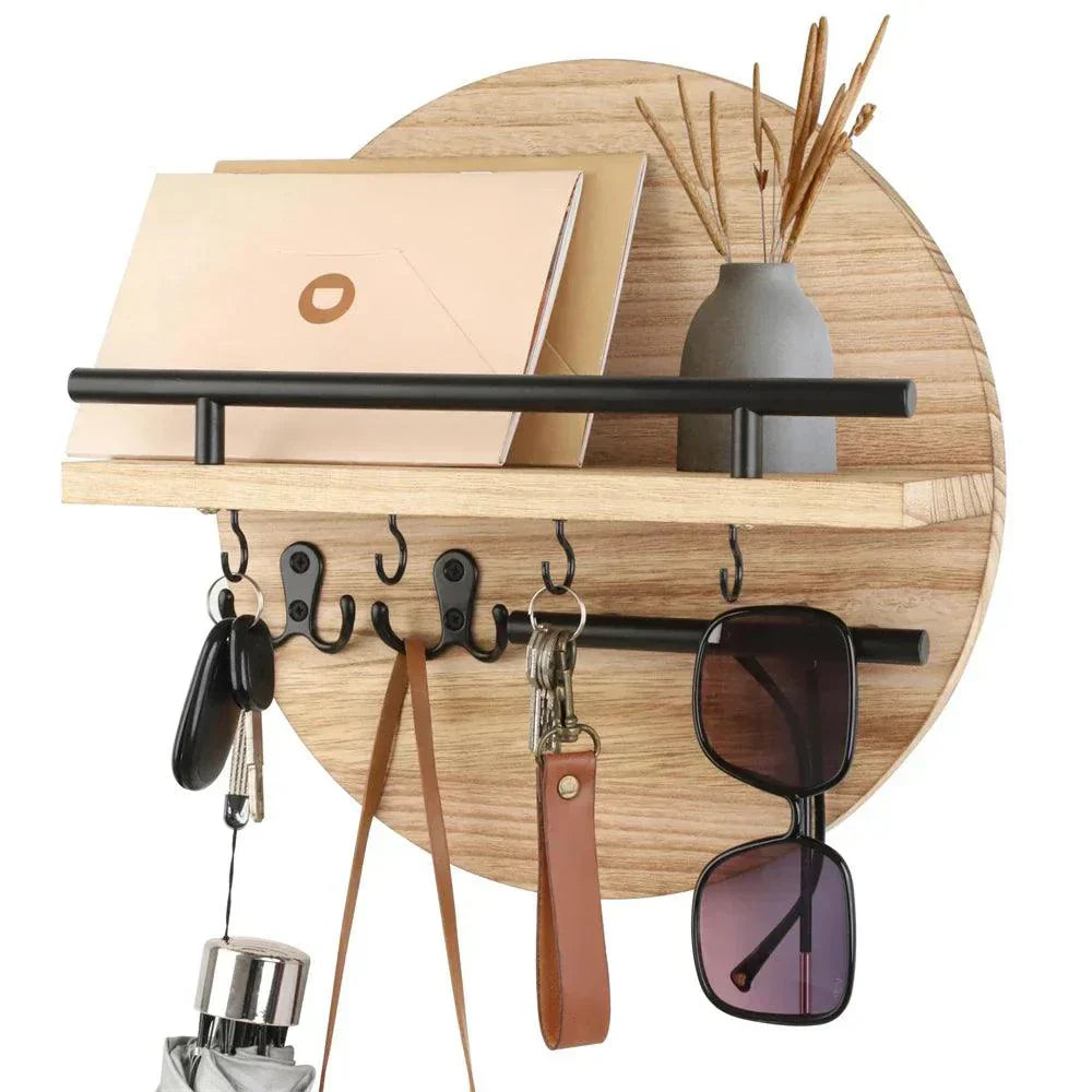 Półka Ścienna | Półka Na Klucze Z Haczykami-Wall Shelf-Polizatto