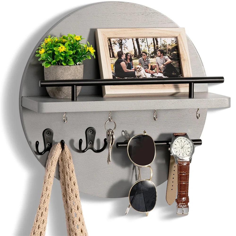 Półka Ścienna | Półka Na Klucze Z Haczykami-Wall Shelf-Polizatto