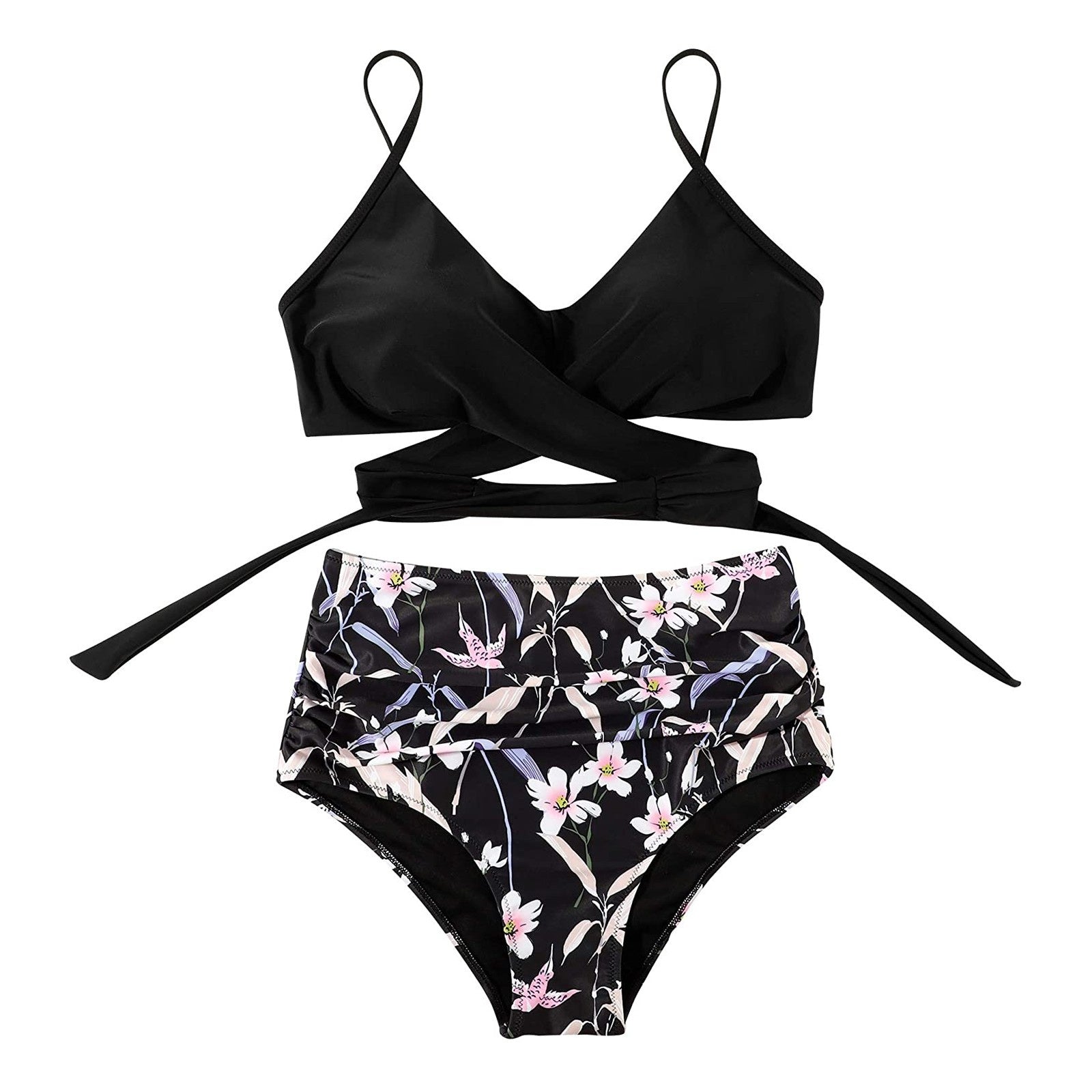 Bikini Z Wysokim Stanem | Strój Kąpielowy Dwuczęściowy Krzyżowany-Women Swimsuit-Polizatto