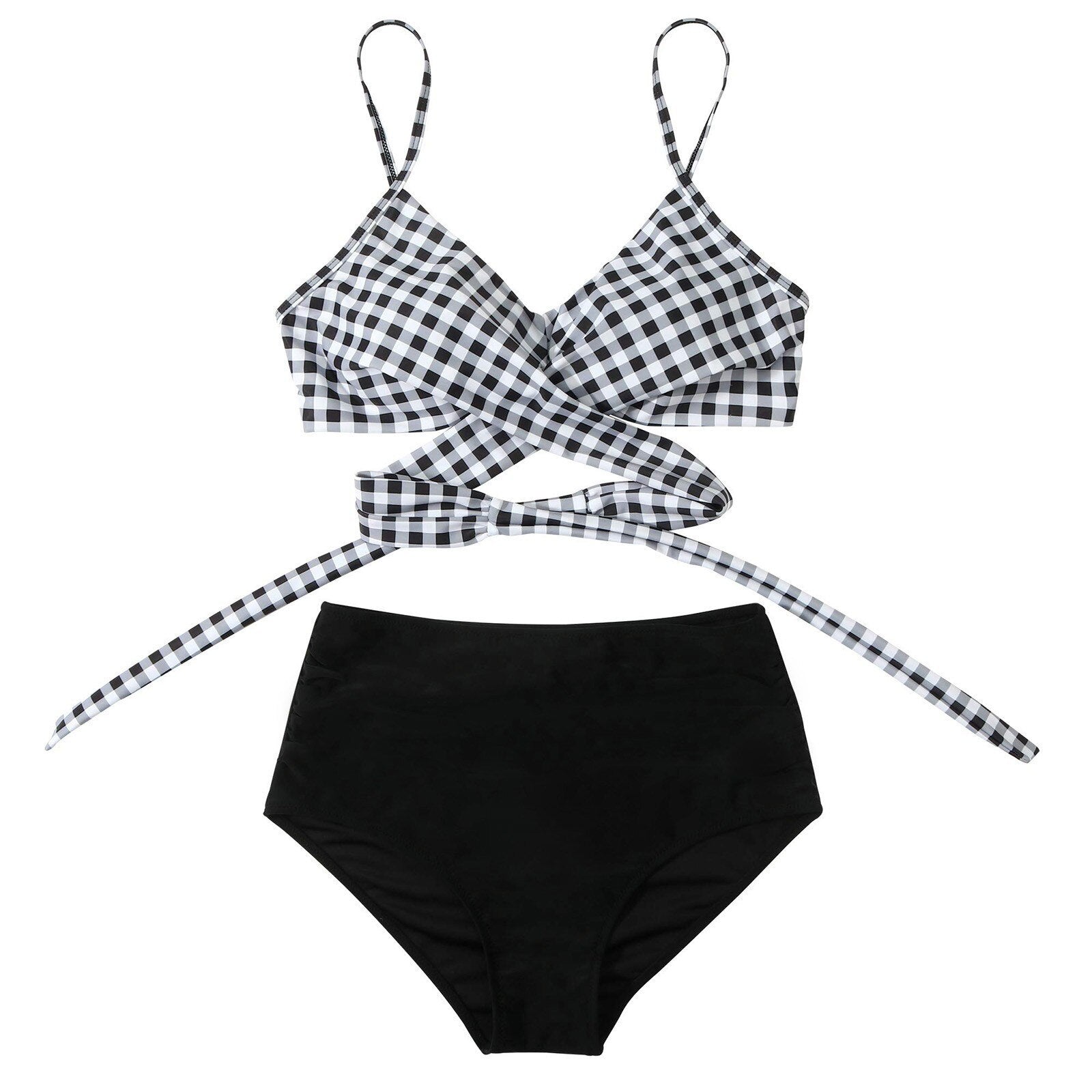 Bikini Z Wysokim Stanem | Strój Kąpielowy Dwuczęściowy Krzyżowany-Women Swimsuit-Polizatto