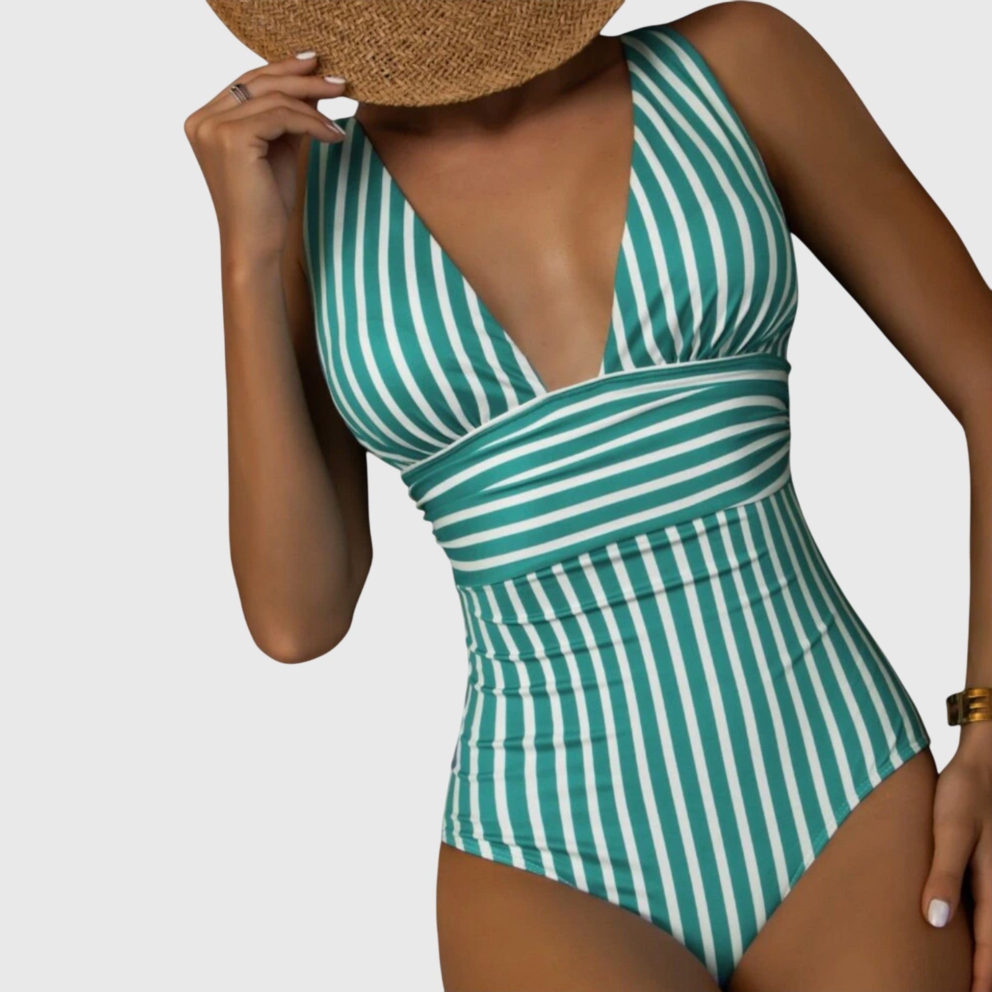 Strój Kąpielowy Jednoczęściowy | Monokini Paski-Women Swimsuit-Polizatto