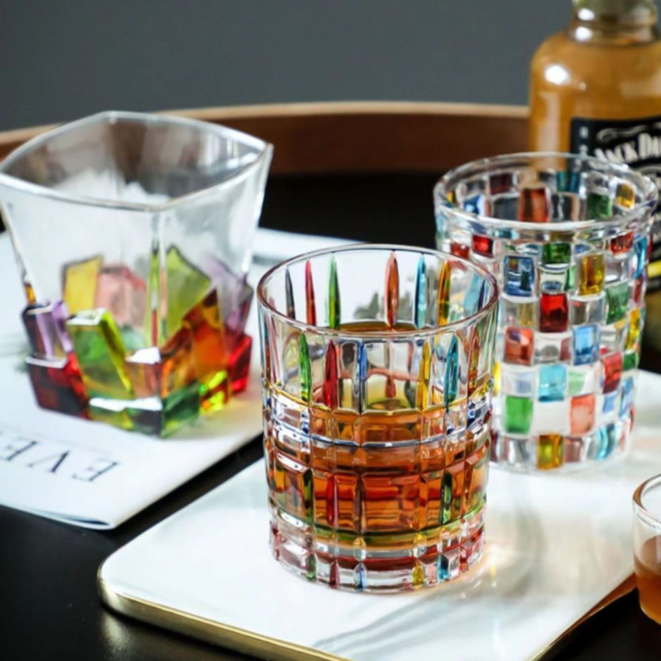 Kolorowe Szklanki Do Napojów | Zestaw Szklanek Whisky-Tumbler-Polizatto