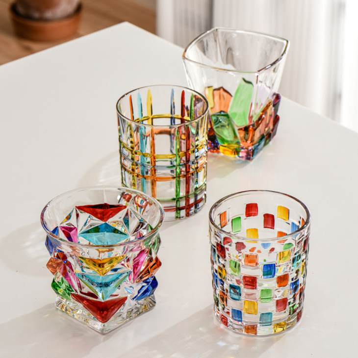 Kolorowe Szklanki Do Napojów | Zestaw Szklanek Whisky-Tumbler-Polizatto