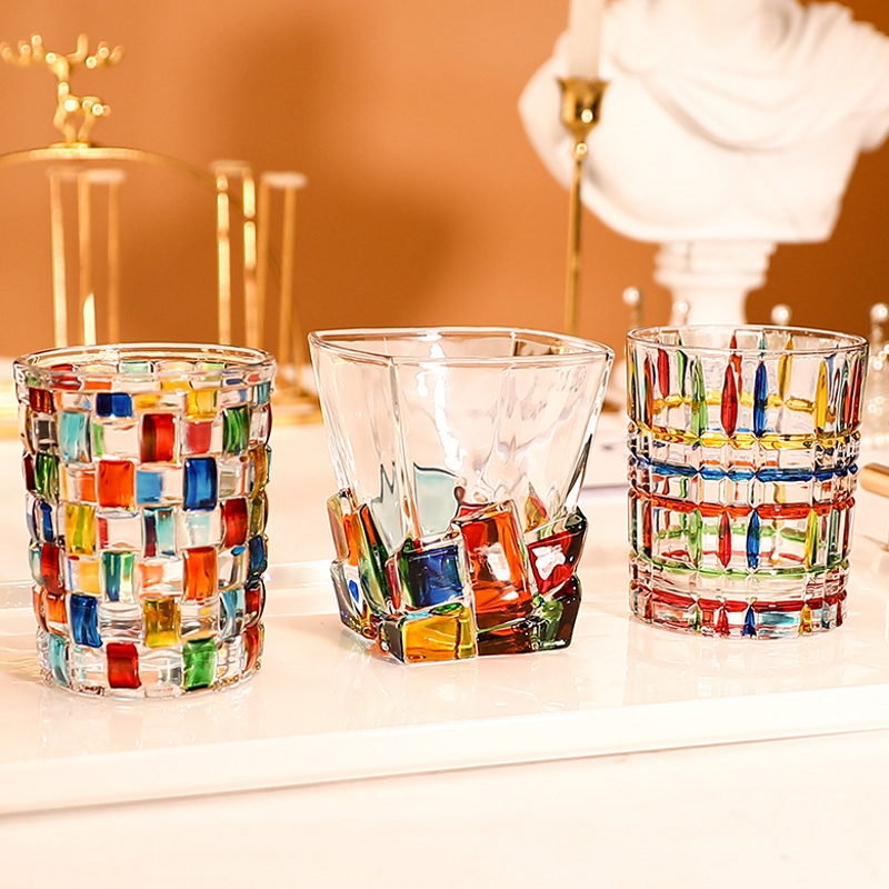 Kolorowe Szklanki Do Napojów | Zestaw Szklanek Whisky-Tumbler-Polizatto