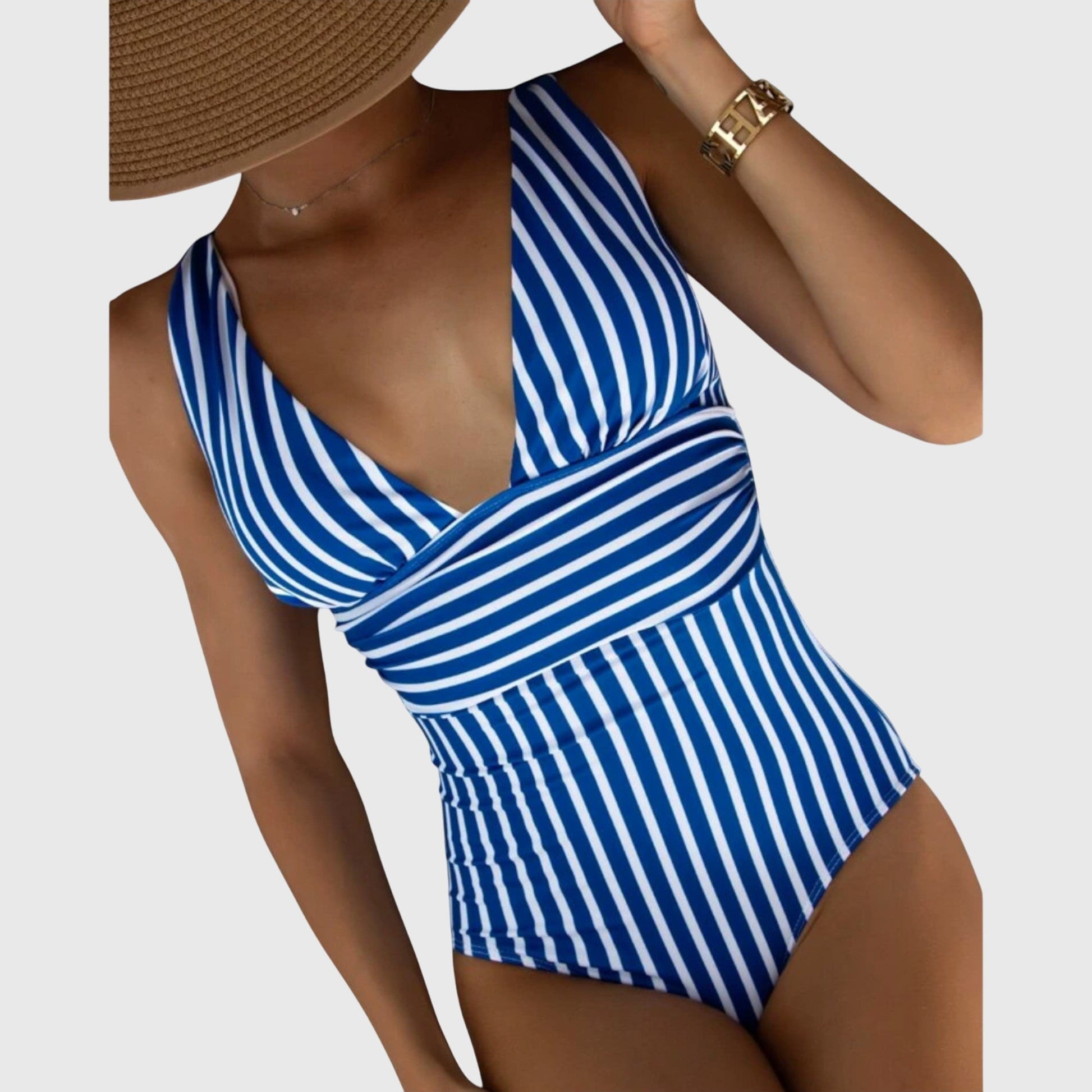 Strój Kąpielowy Jednoczęściowy | Monokini Paski-Women Swimsuit-Polizatto