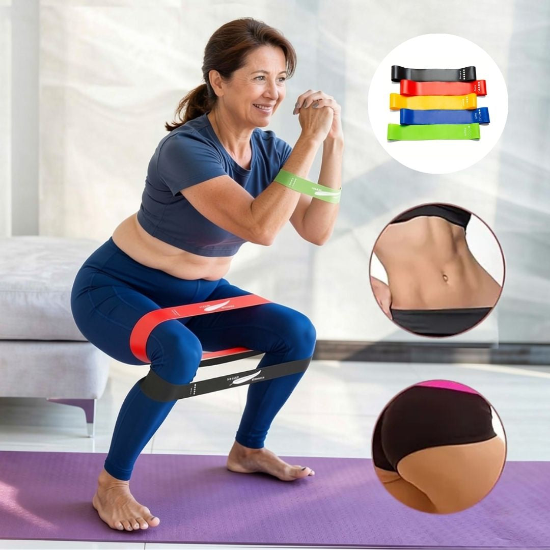 Fitnessbänder 5er Set bis 25 kg | Widerstandsbänder für zuhause | Sport Gummibänder | Bandix