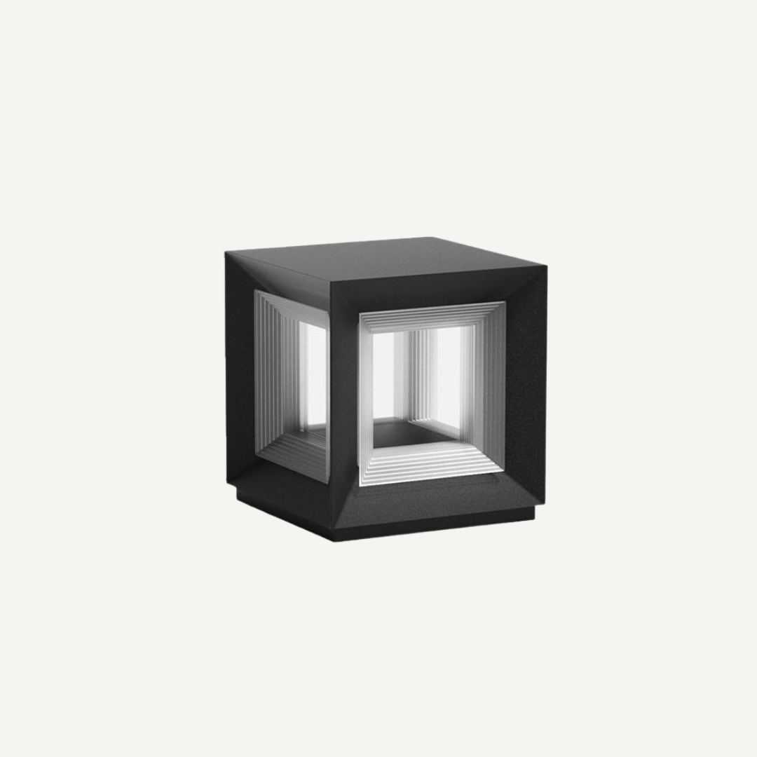 Czarna Lampa Zewnętrzna LED w Kształcie Kostki z Trwałej Konstrukcji | Krakoria