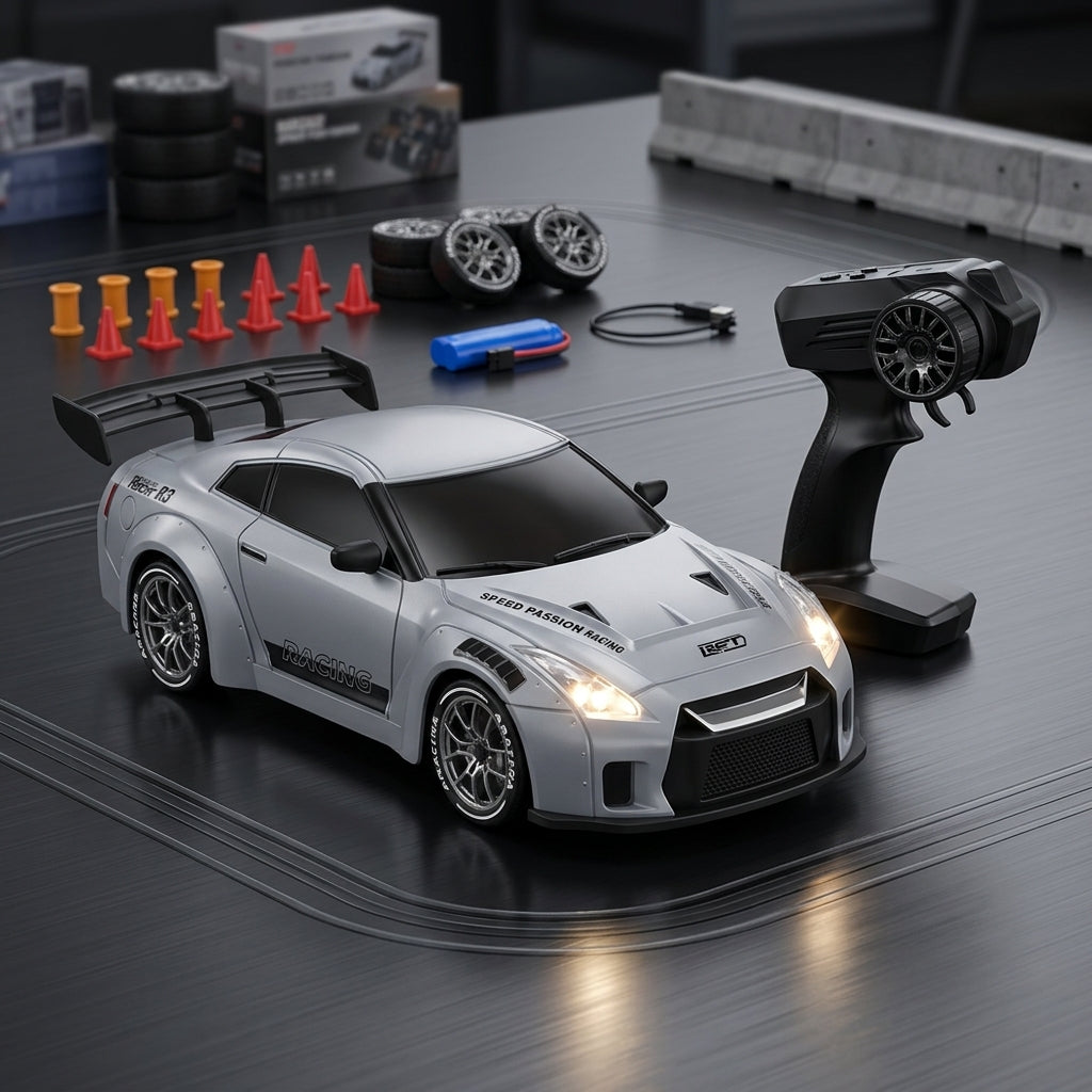 Ładowany Samochód RC Drift 1:24 Z Kołami LED Napędem 4WD I Pilotem | Novodom