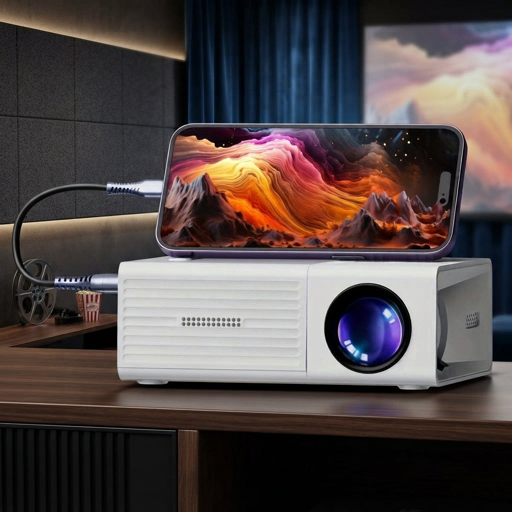 Ultrajasny Mini Projektor HD Z 3000 Lumenów USB HDMI HDTV W Przenośnym Designie | Krakelski