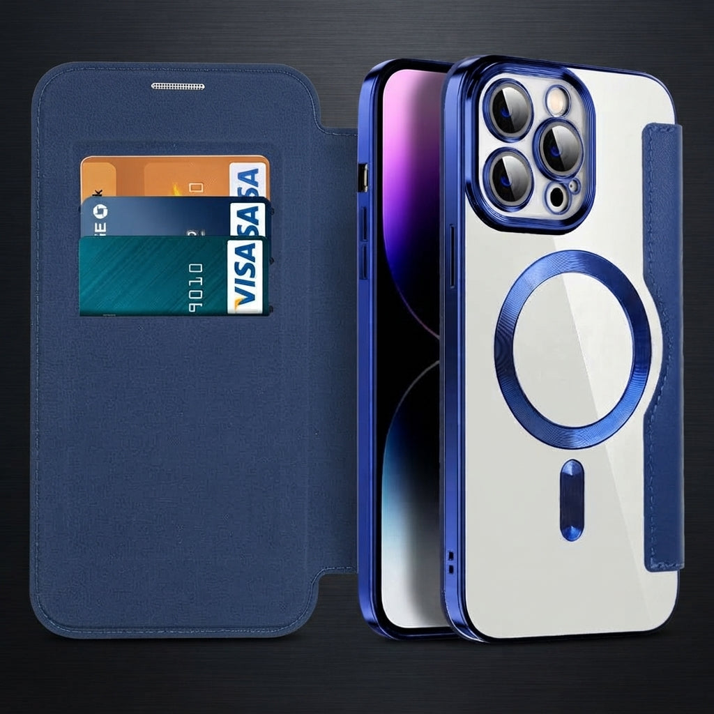 Magnetyczne Skórzane Etui Klapkowe Do iPhone 11-14 Z Blokadą RFID | Świetelski