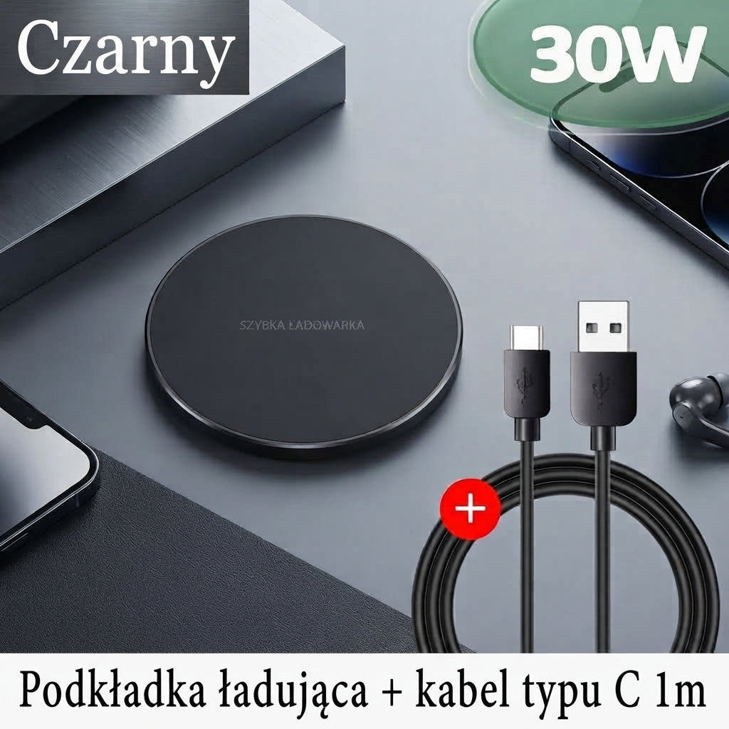 Slim Bezprzewodowa Ładowarka Indukcyjna Z USB-C I Szeroką Kompatybilnością Dla Android I Apple | Krakorski