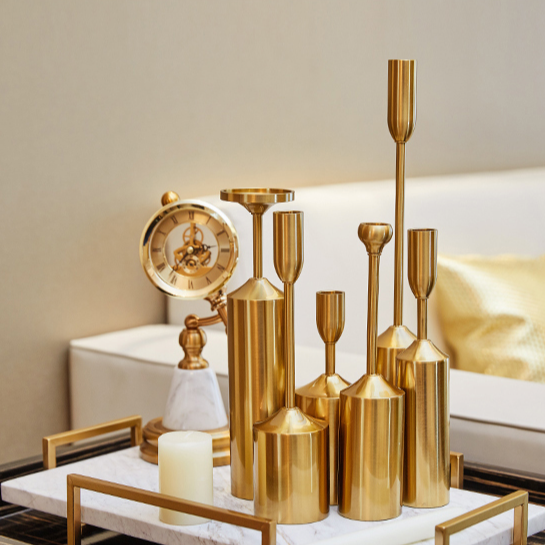 Zestaw Świeczników Na Stół | Złote Świeczniki Nowoczesne-Candle Holder-Polizatto