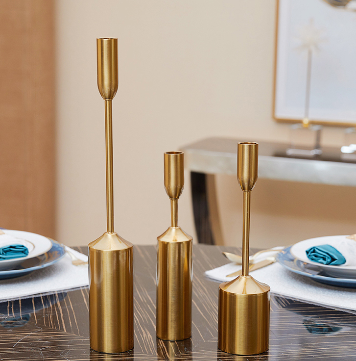 Zestaw Świeczników Na Stół | Złote Świeczniki Nowoczesne-Candle Holder-Polizatto