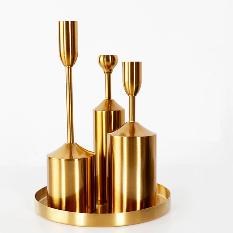 Zestaw Świeczników Na Stół | Złote Świeczniki Nowoczesne-Candle Holder-Polizatto