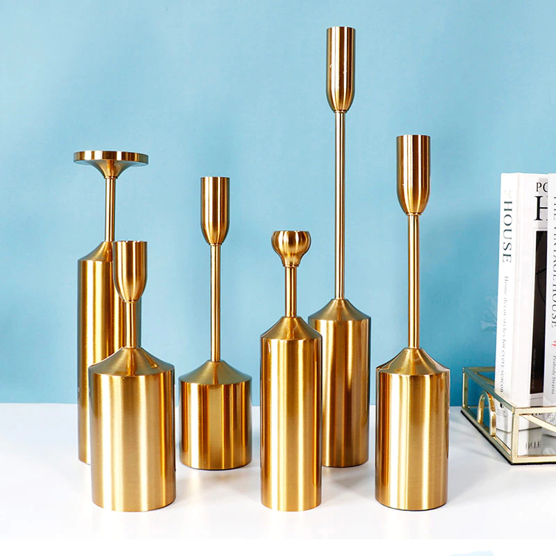 Zestaw Świeczników Na Stół | Złote Świeczniki Nowoczesne-Candle Holder-Polizatto