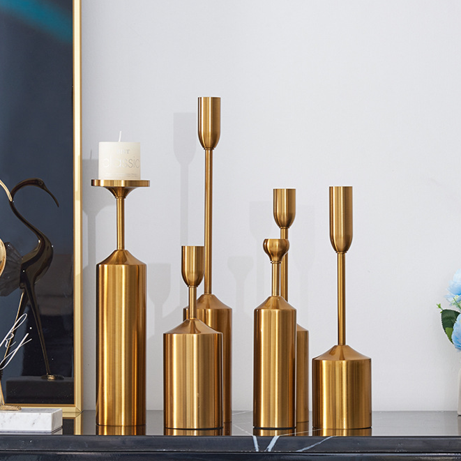 Zestaw Świeczników Na Stół | Złote Świeczniki Nowoczesne-Candle Holder-Polizatto