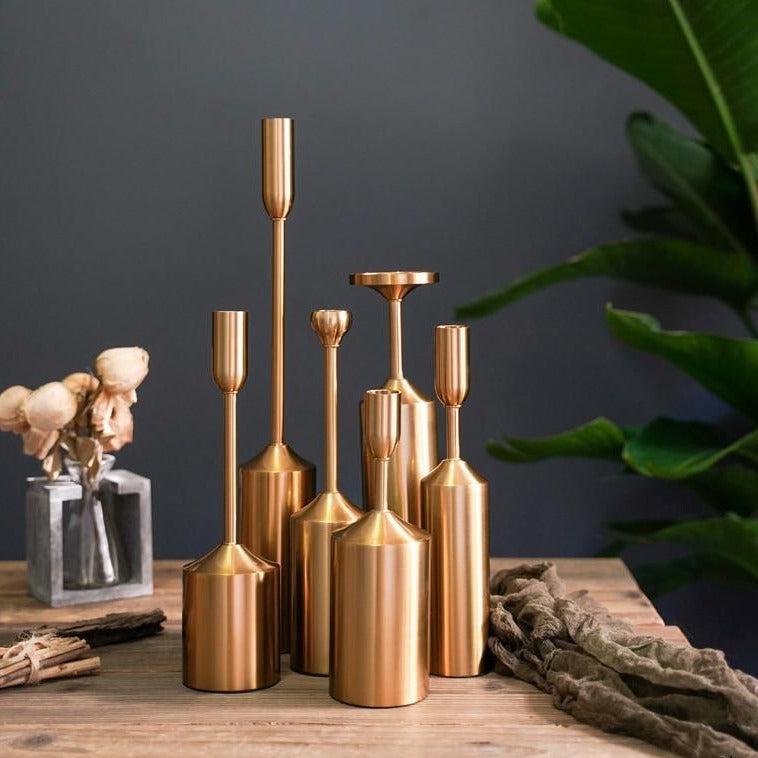 Zestaw Świeczników Na Stół | Złote Świeczniki Nowoczesne-Candle Holder-Polizatto