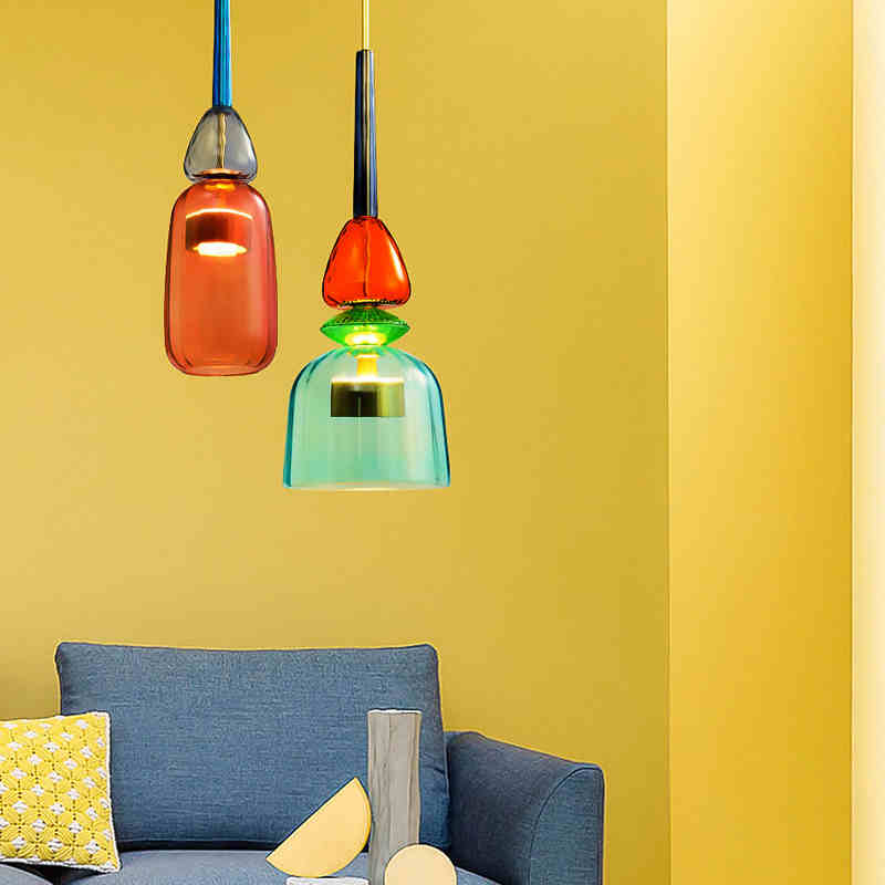 Lampa Wisząca Szklana | Kolorowa Designerska Lampa-Ceiling Lamp-Polizatto