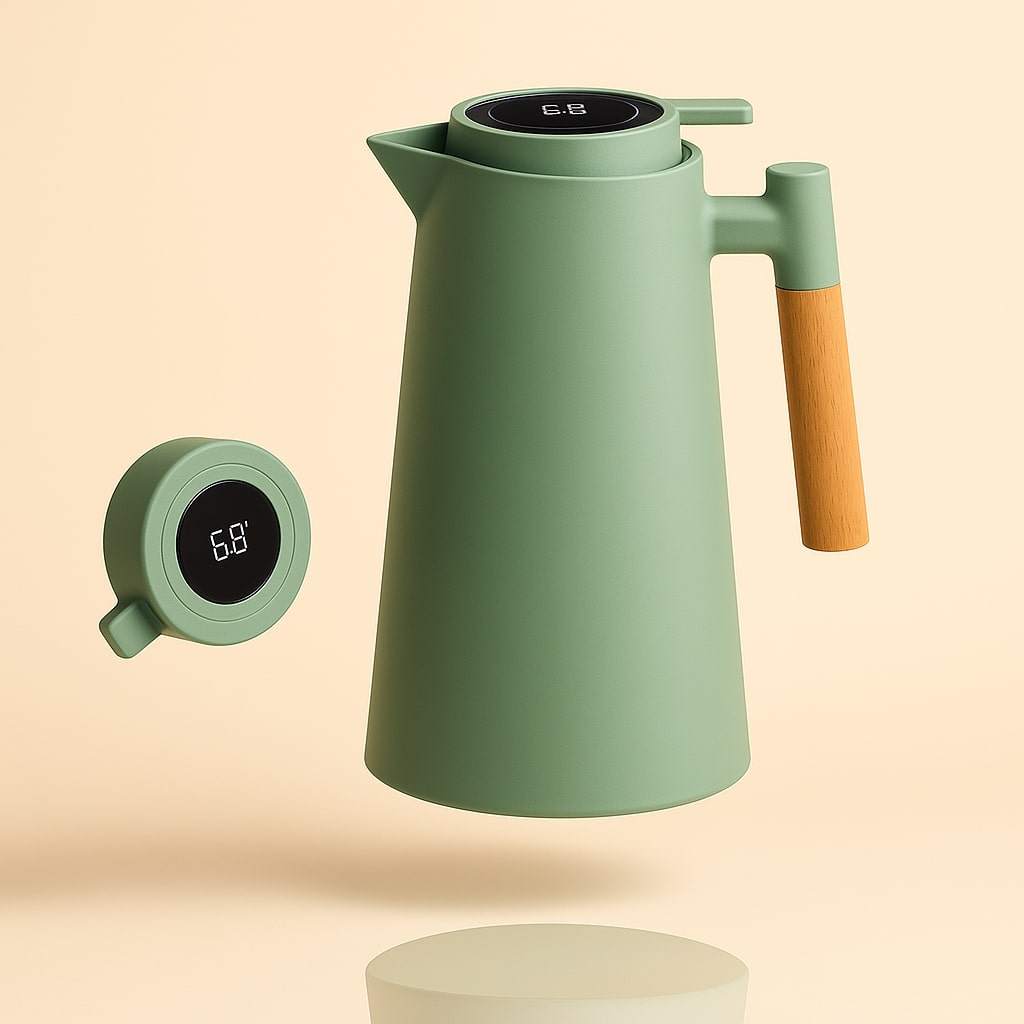 Thermoskanne mit Temperaturanzeige | Isolierkanne 1 Liter für Kaffee & Tee | Heatina - Image 11