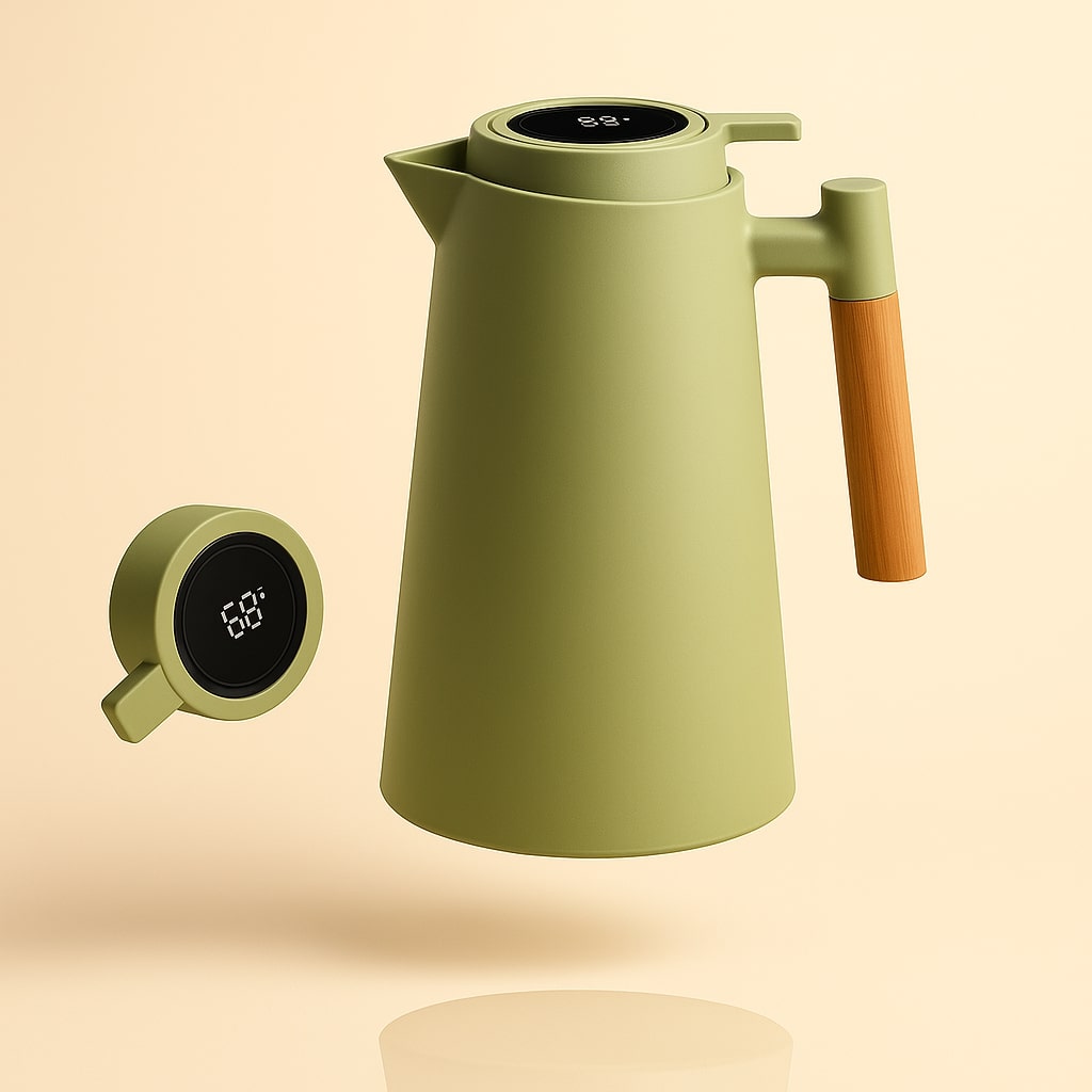 Thermoskanne mit Temperaturanzeige | Isolierkanne 1 Liter für Kaffee & Tee | Heatina - Image 9