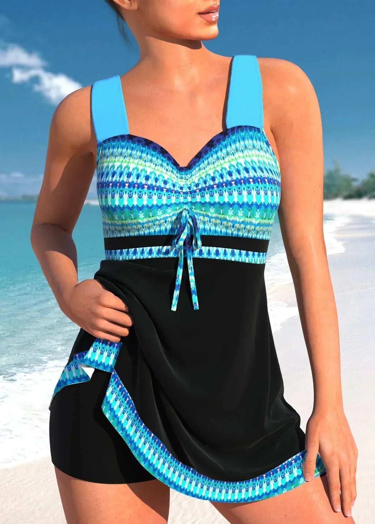 Sukienka Kąpielowa | Strój Plażowy Z Wiązaniem-Women Swimsuit-Polizatto